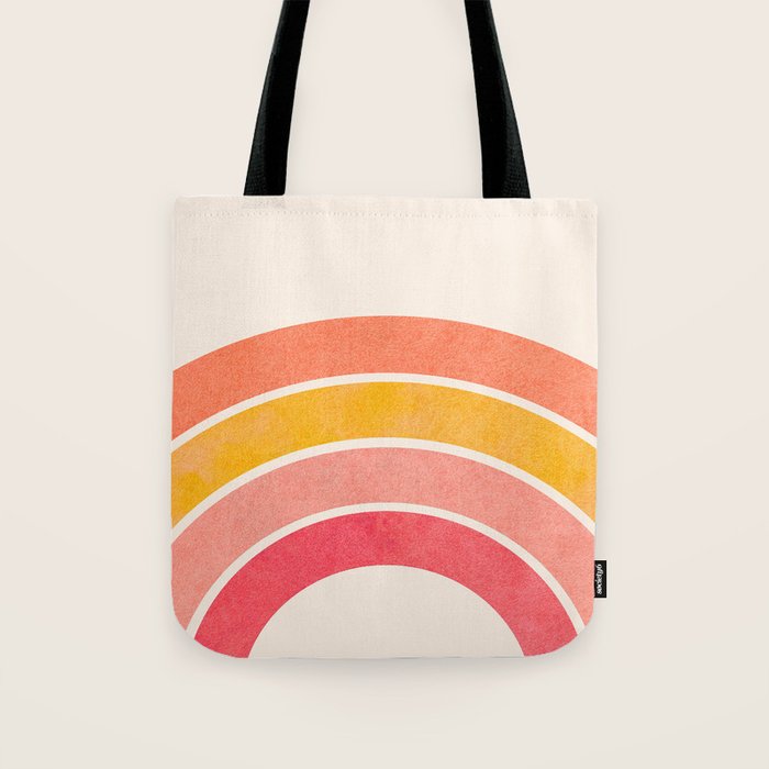 Whimsical Vintage Rainbow Waves Tote Bag Gallery Image 1