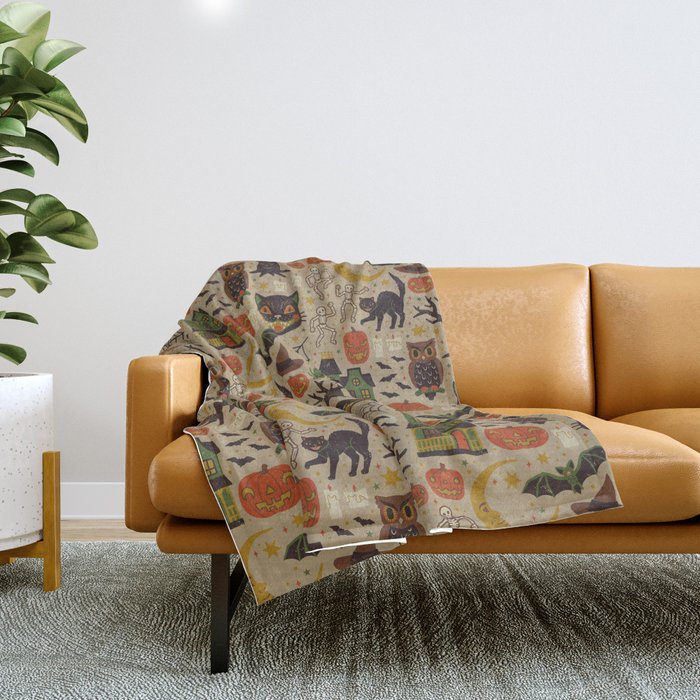 Vintage Halloween Throw Blanket Gallery Image 1