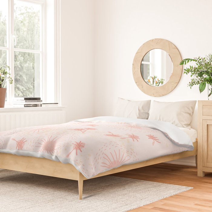 Make A Wish Dandelion Pattern in Pastel Pink & Peach Duvet Cover Gallery Image 2