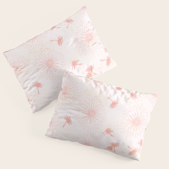 Make A Wish Dandelion Pattern in Pastel Pink & Peach Pillow Sham Gallery Image 1