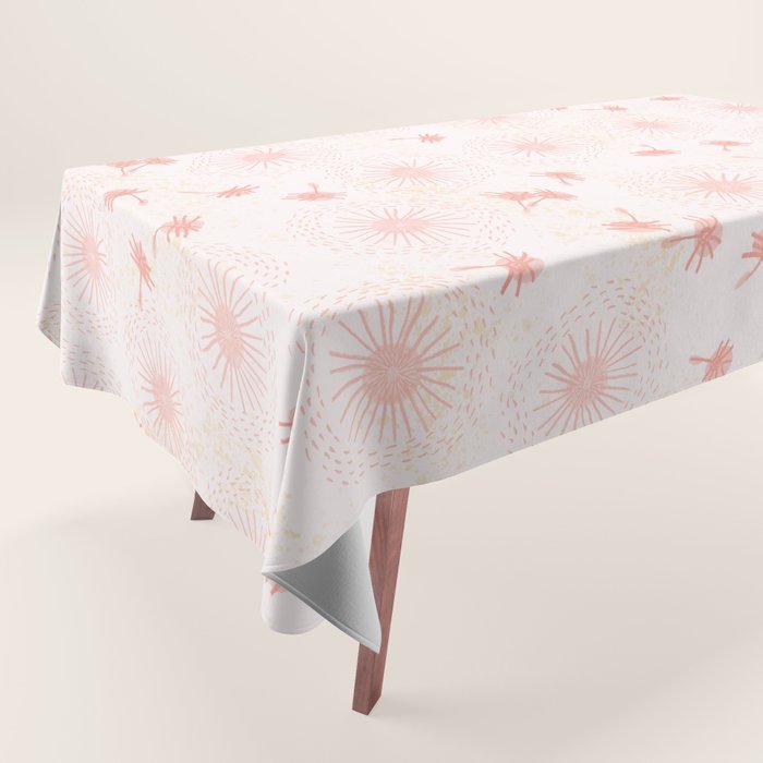 Make A Wish Dandelion Pattern in Pastel Pink & Peach Tablecloth Gallery Image 1