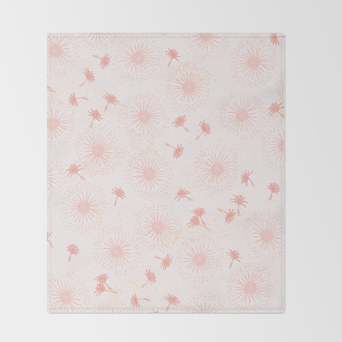 Make A Wish Dandelion Pattern in Pastel Pink & Peach Throw Blanket Gallery Image 2