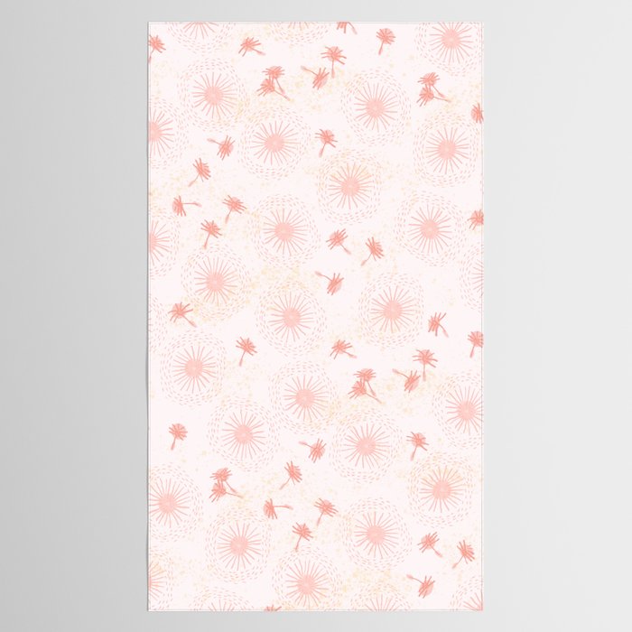 Make A Wish Dandelion Pattern in Pastel Pink & Peach Tablecloth Gallery Image 2