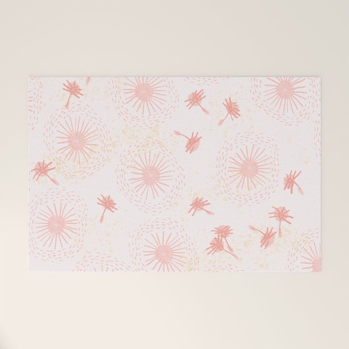 Make A Wish Dandelion Pattern in Pastel Pink & Peach Welcome Mat Gallery Image 1