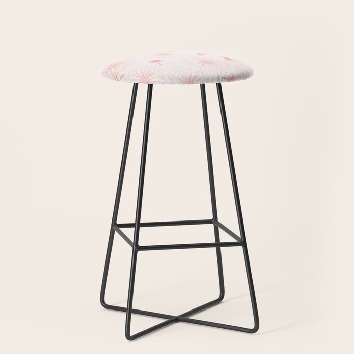 Make A Wish Dandelion Pattern in Pastel Pink & Peach Stool Gallery Image 1