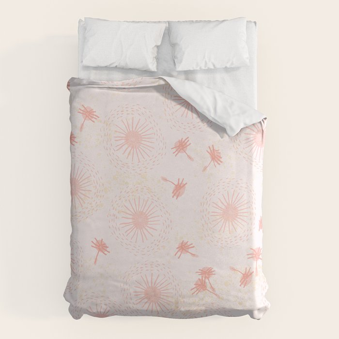 Make A Wish Dandelion Pattern in Pastel Pink & Peach Duvet Cover Gallery Image 6