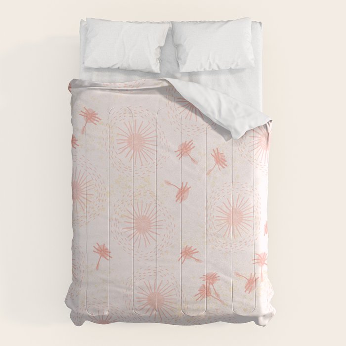 Make A Wish Dandelion Pattern in Pastel Pink & Peach Comforter Gallery Image 6