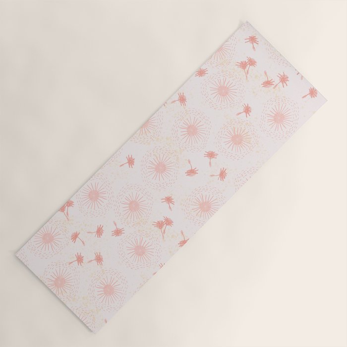 Make A Wish Dandelion Pattern in Pastel Pink & Peach Yoga Mat Gallery Image 1