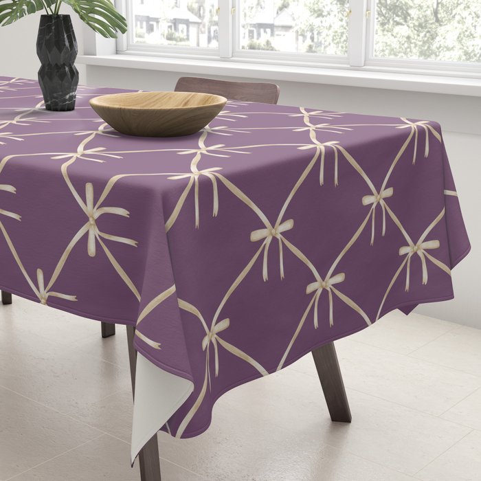 Bows & Ribbons Pattern XXXVI Lavender Purple Tablecloth Gallery Image 3