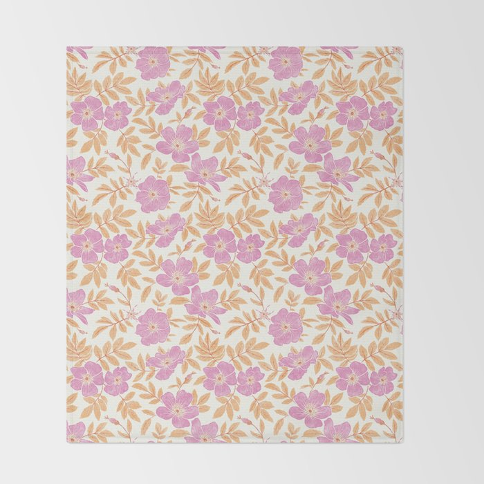 Wild Mountain Roses - sunset pink and orange  Throw Blanket Gallery Image 2
