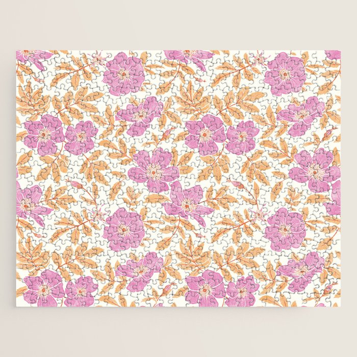 Wild Mountain Roses - sunset pink and orange  Jigsaw Puzzle Gallery Image 1