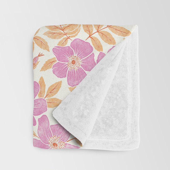 Wild Mountain Roses - sunset pink and orange  Throw Blanket Gallery Image 3