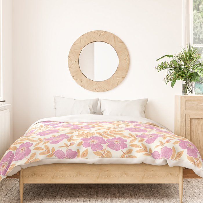 Wild Mountain Roses - sunset pink and orange  Duvet Cover Gallery Image 3