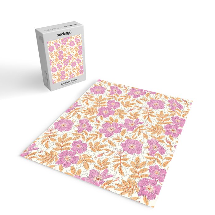 Wild Mountain Roses - sunset pink and orange  Jigsaw Puzzle Gallery Image 2