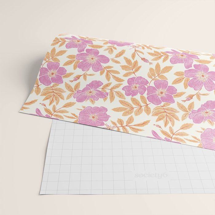 Wild Mountain Roses - sunset pink and orange  Wrapping Paper Gallery Image 2