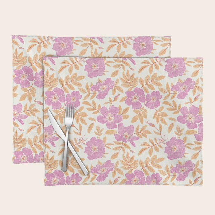Wild Mountain Roses - sunset pink and orange  Placemat Gallery Image 1