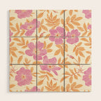 Wild Mountain Roses - sunset pink and orange  Wood Wall Art Gallery Image 1
