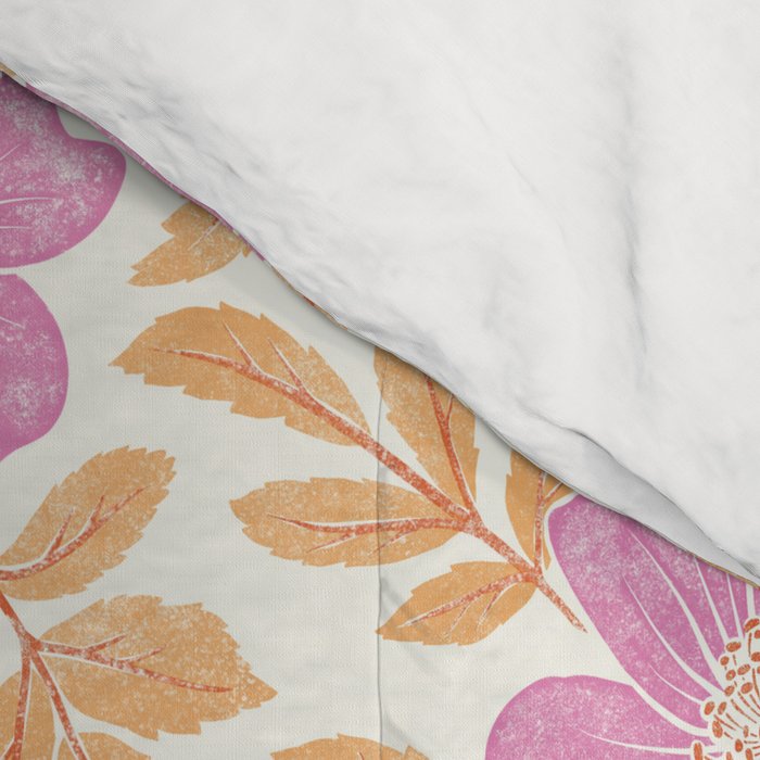 Wild Mountain Roses - sunset pink and orange  Comforter Gallery Image 4