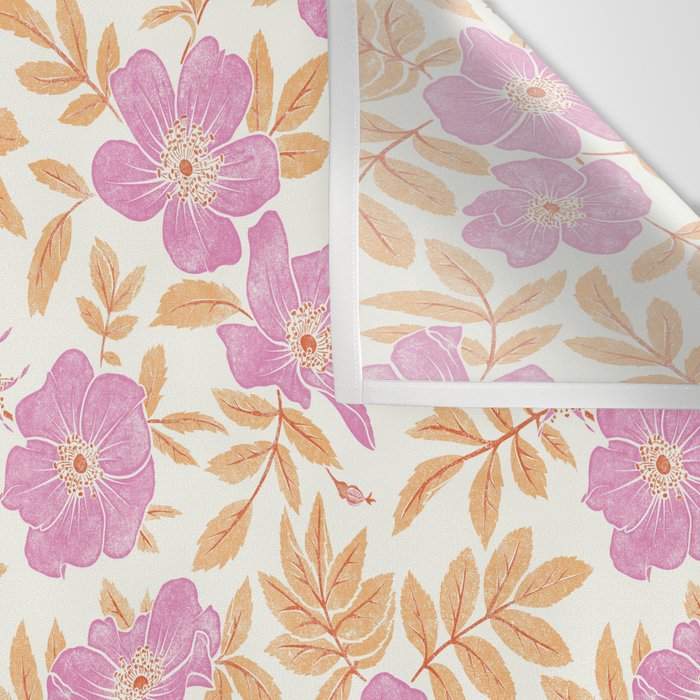 Wild Mountain Roses - sunset pink and orange  Wall Tapestry Gallery Image 3