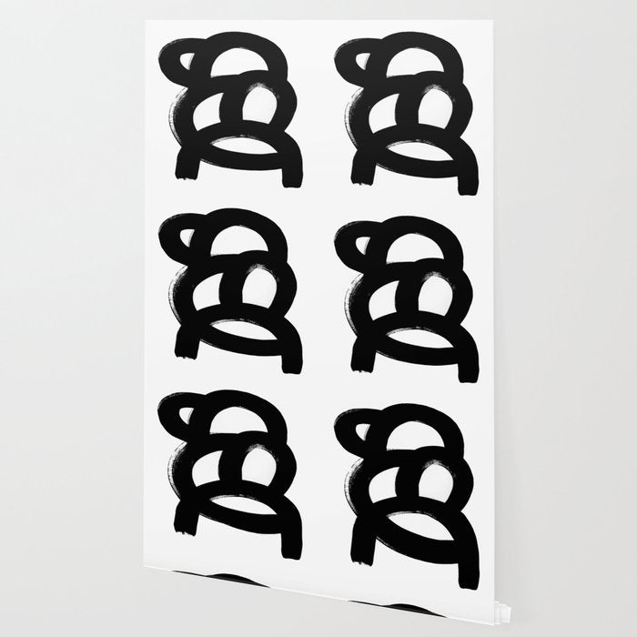 Black & White Minimalist Abstract Mid century Ink Art Dark Brush Strokes Wallpaper Gallery Image 2