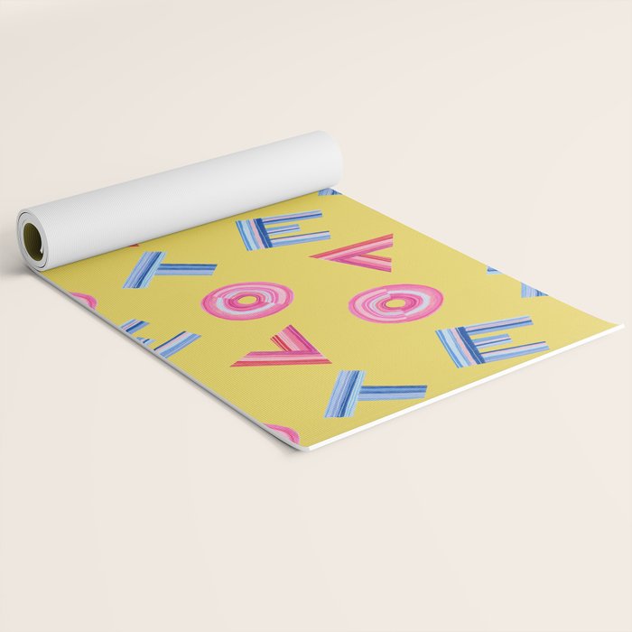 Cast Your Vote | Hand-Lettered Pattern in Yellow Yoga Mat Gallery Image 2