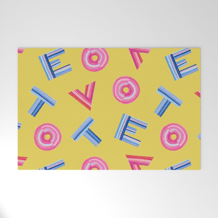 Cast Your Vote | Hand-Lettered Pattern in Yellow Welcome Mat Gallery Image 1