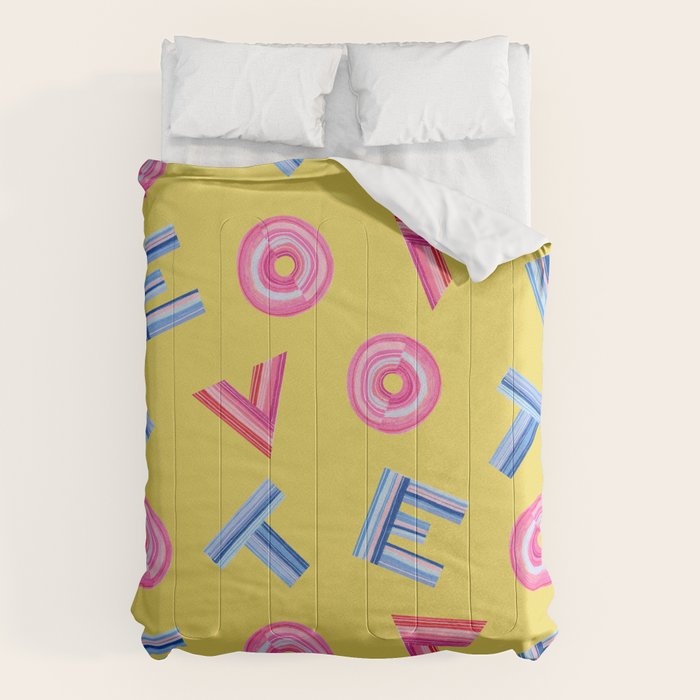 Cast Your Vote | Hand-Lettered Pattern in Yellow Comforter Gallery Image 1