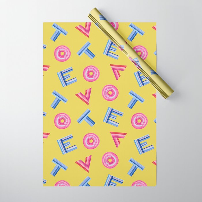 Cast Your Vote | Hand-Lettered Pattern in Yellow Wrapping Paper Gallery Image 1