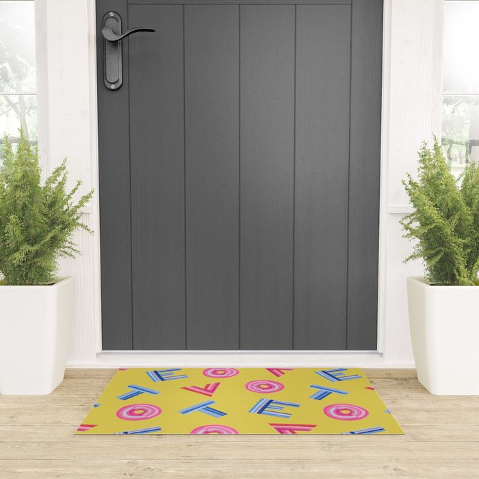 Cast Your Vote | Hand-Lettered Pattern in Yellow Welcome Mat Gallery Image 3