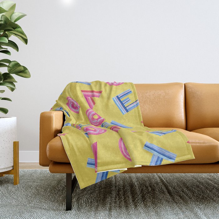 Cast Your Vote | Hand-Lettered Pattern in Yellow Throw Blanket Gallery Image 1