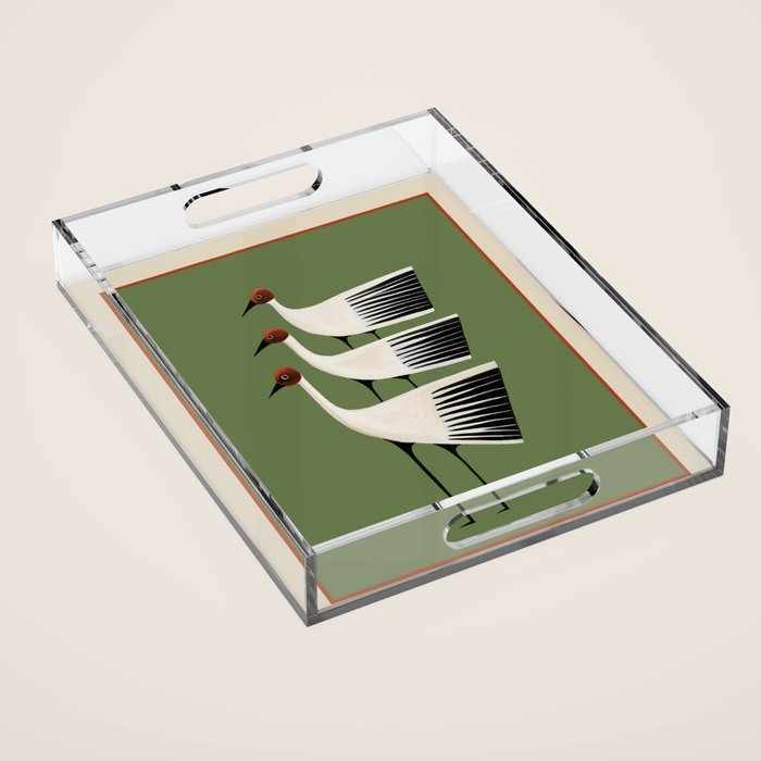Striped Bird Trio Acrylic Tray Gallery Image 1