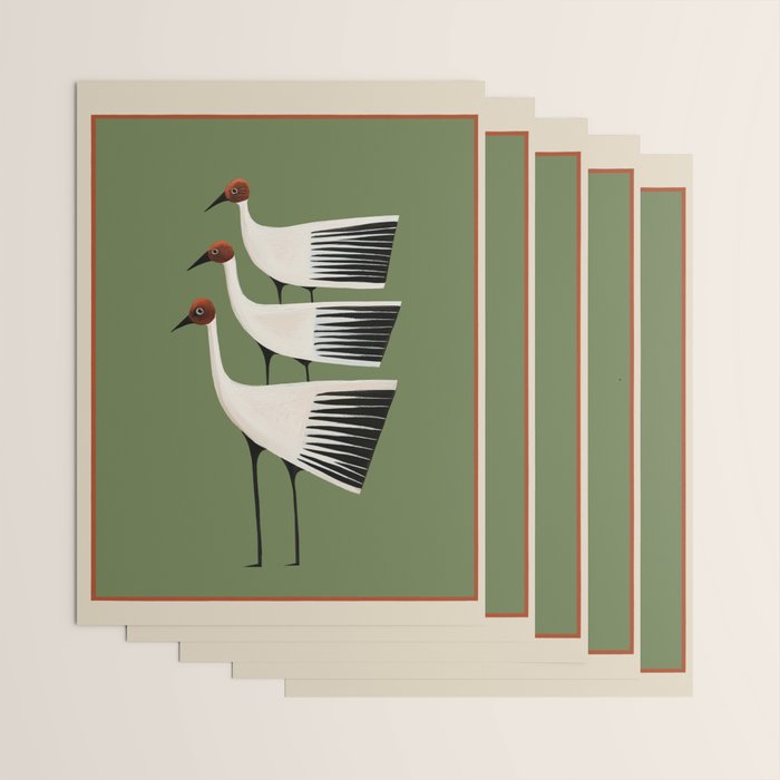 Striped Bird Trio Wrapping Paper Gallery Image 3