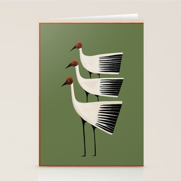 Striped Bird Trio Stationery Card Gallery Image 1