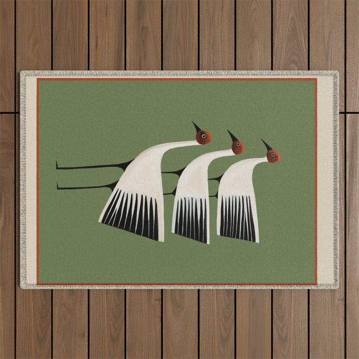 Striped Bird Trio Outdoor Rug Gallery Image 1