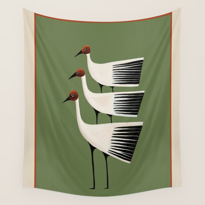 Striped Bird Trio Wall Tapestry Gallery Image 4