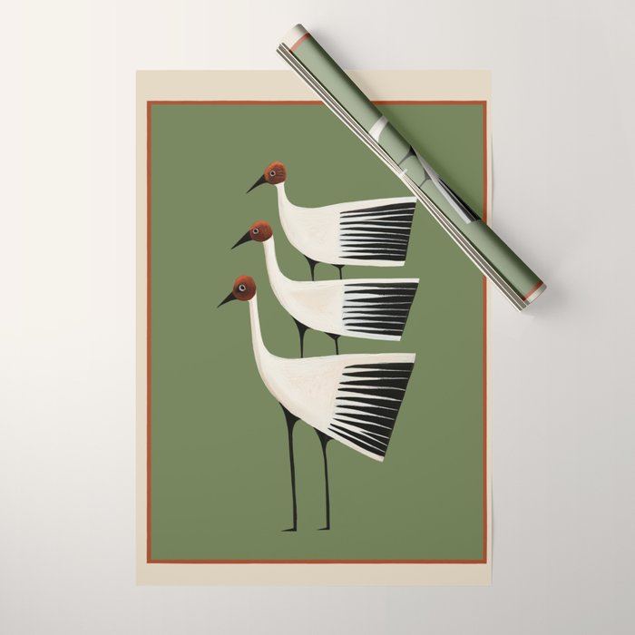 Striped Bird Trio Wrapping Paper Gallery Image 1