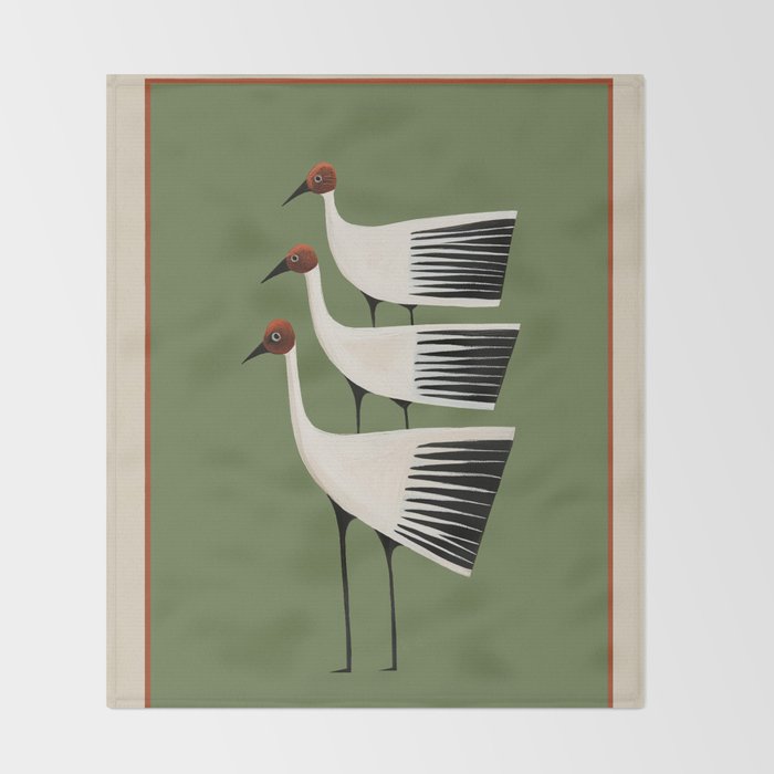 Striped Bird Trio Throw Blanket Gallery Image 2