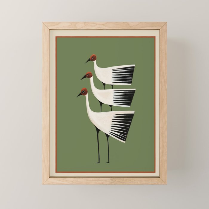 Striped Bird Trio Mini Art Print Gallery Image 1