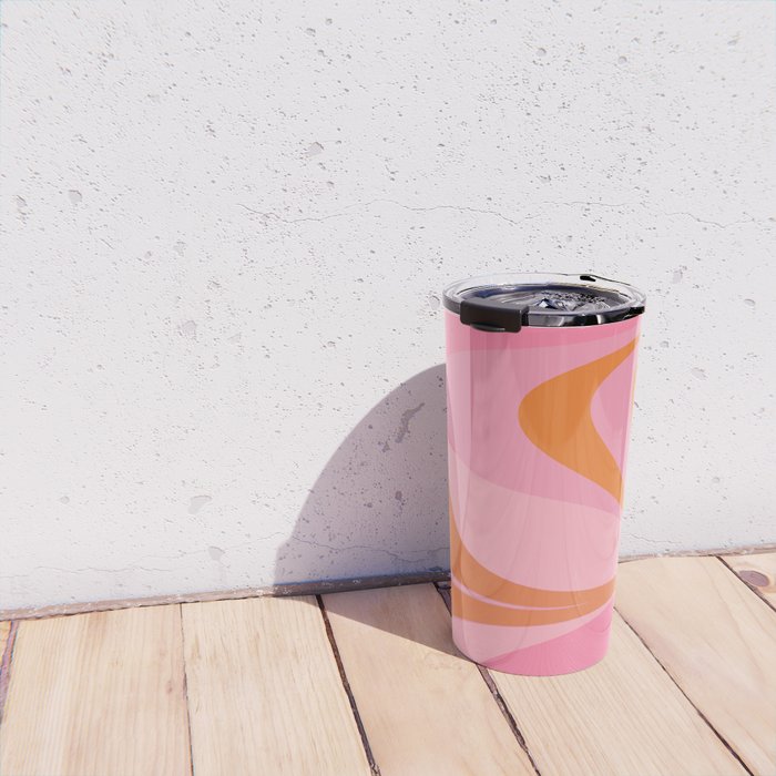 Groovy Color in Pink and Orange Travel Mug Gallery Image 4