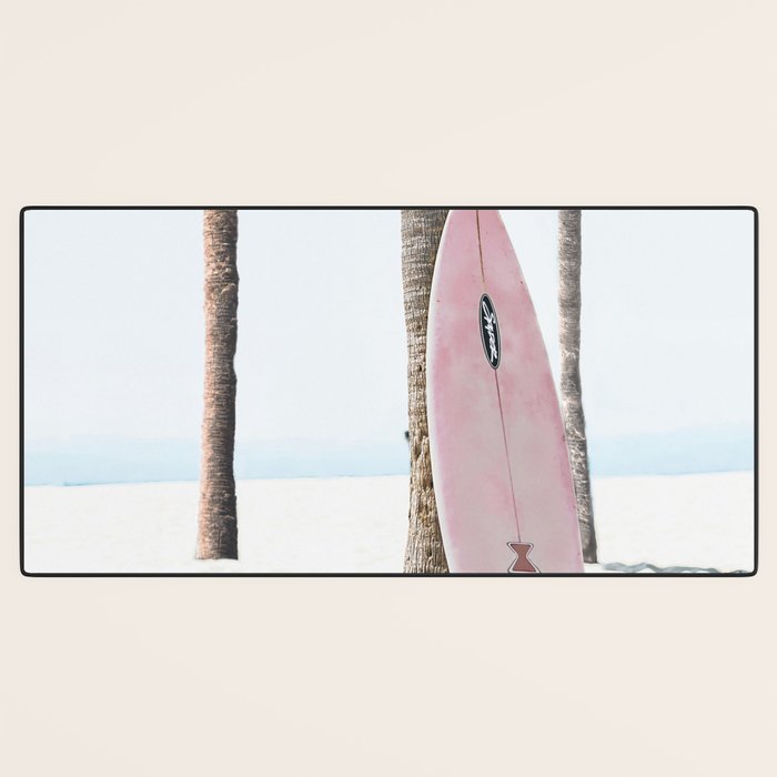 California Beach Pink Surfboard Desk Mat Gallery Image 3