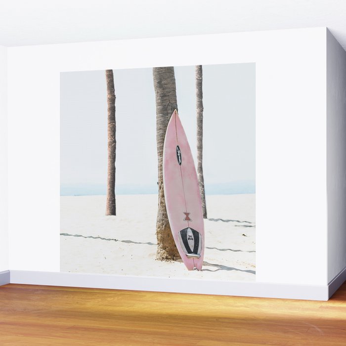 California Beach Pink Surfboard Wall Mural Gallery Image 2