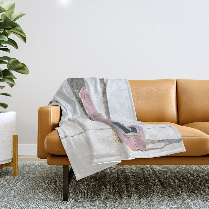 California Beach Pink Surfboard Throw Blanket Gallery Image 1