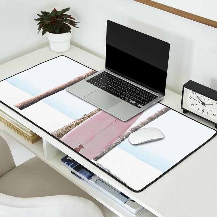 California Beach Pink Surfboard Desk Mat Gallery Image 2