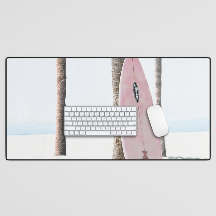 California Beach Pink Surfboard Desk Mat Gallery Image 1