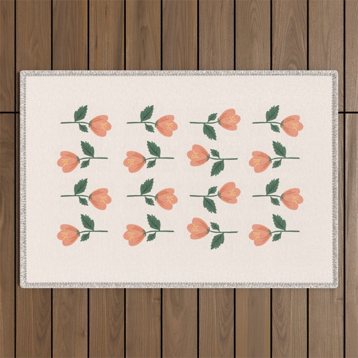 Pink Peony Pattern Outdoor Rug Gallery Image 1