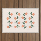 Pink Peony Pattern Outdoor Rug Gallery Image 1