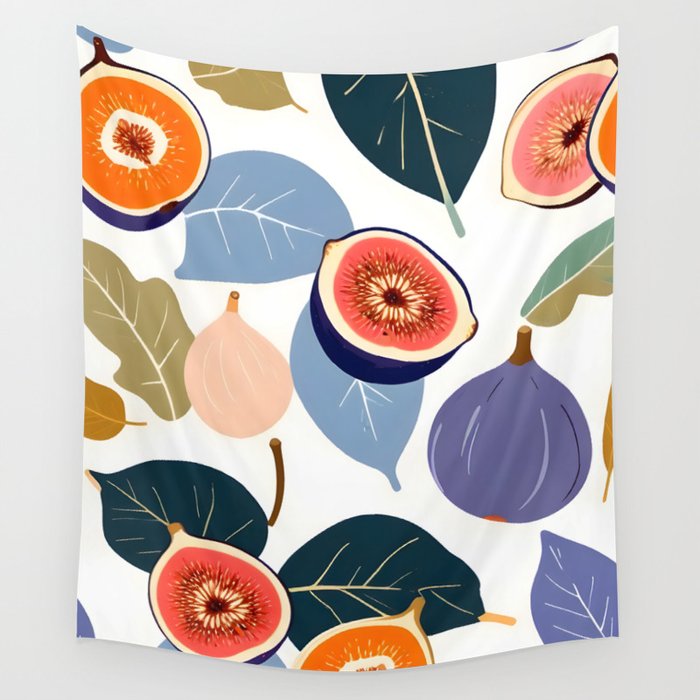 Fig Bohème, Botanical Fruits Food Nature, Vintage Plants Free-style Illustration Jungle, Garden Forest Summer Juicy Bohemian Sweetness Wall Tapestry Gallery Image 4