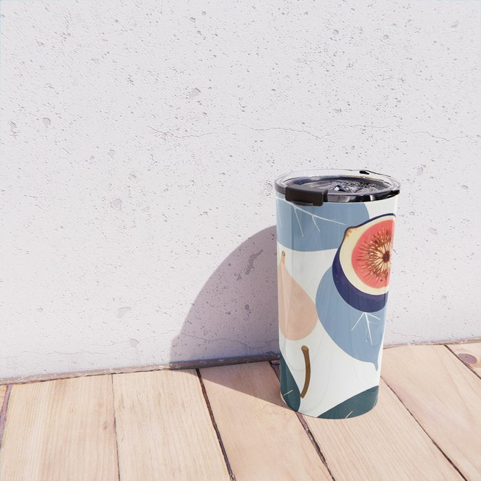Fig Bohème, Botanical Fruits Food Nature, Vintage Plants Free-style Illustration Jungle, Garden Forest Summer Juicy Bohemian Sweetness Travel Mug Gallery Image 4