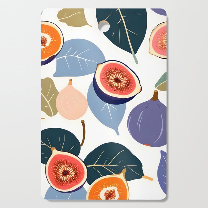 Fig Bohème, Botanical Fruits Food Nature, Vintage Plants Free-style Illustration Jungle, Garden Forest Summer Juicy Bohemian Sweetness Cutting Board Gallery Image 1