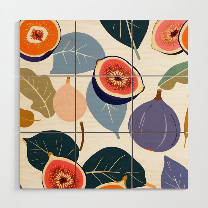 Fig Bohème, Botanical Fruits Food Nature, Vintage Plants Free-style Illustration Jungle, Garden Forest Summer Juicy Bohemian Sweetness Wood Wall Art Gallery Image 1